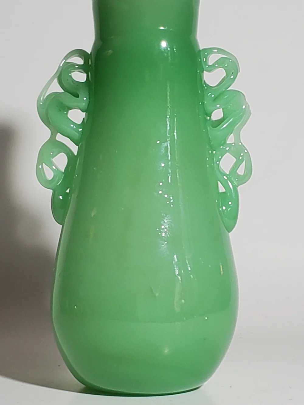 FREE WITH PURCHASE Decorative Jade Art Glass Vase with Sculpted Loop Handles